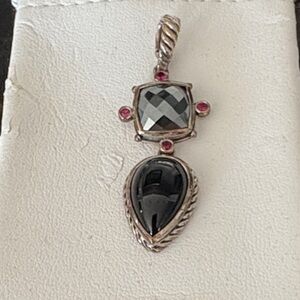 David Yurman Black Onyx and Silver Silver Pendant Enhancer